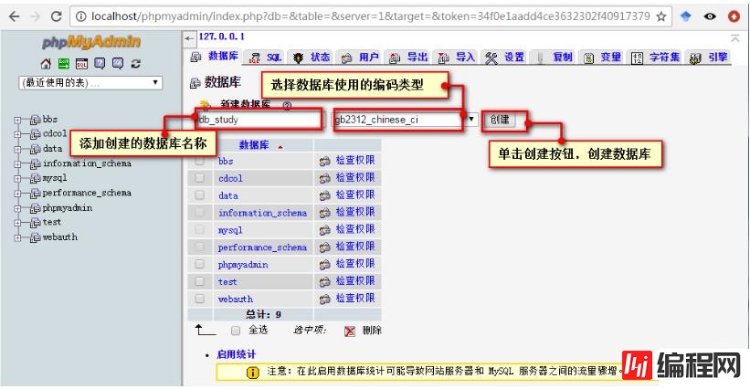 phpmyadmin操作数据库的案例