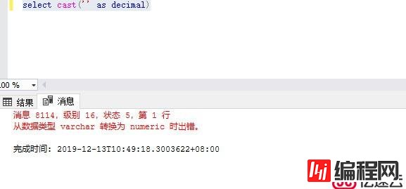 MS SQL中遇到空字符串转化数值遇到的问题