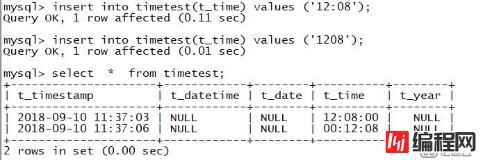 MySQL日期类型