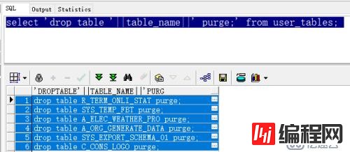 PLSQL删除某用户下的全表