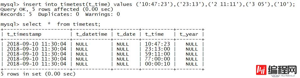 MySQL日期类型