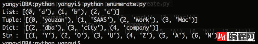 Python中内置函数enumerate的驾驶员及运行过程