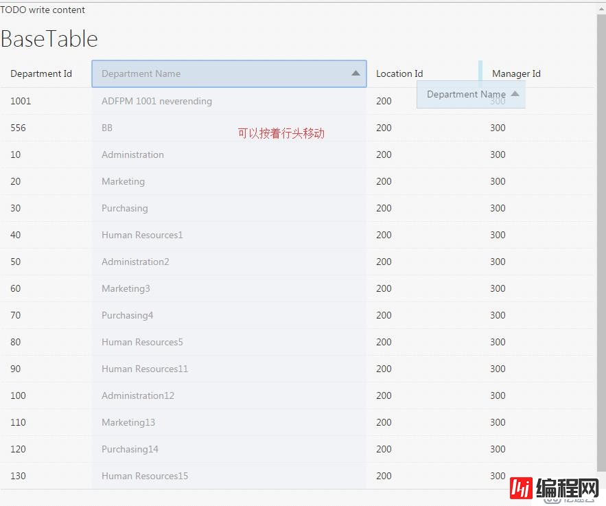 ORACLE JET Basic Table Column Reordering