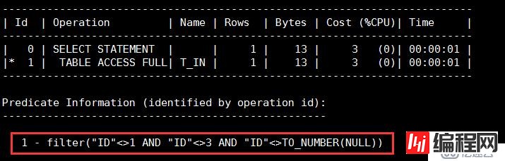 Oracle的where条件in/not in中包含NULL时的处理