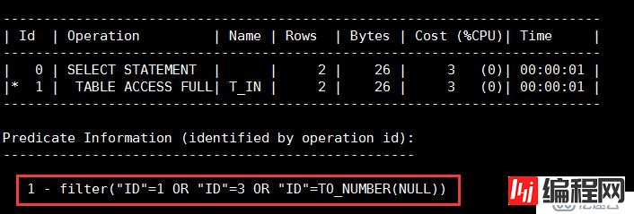 Oracle的where条件in/not in中包含NULL时的处理