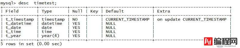 MySQL日期类型