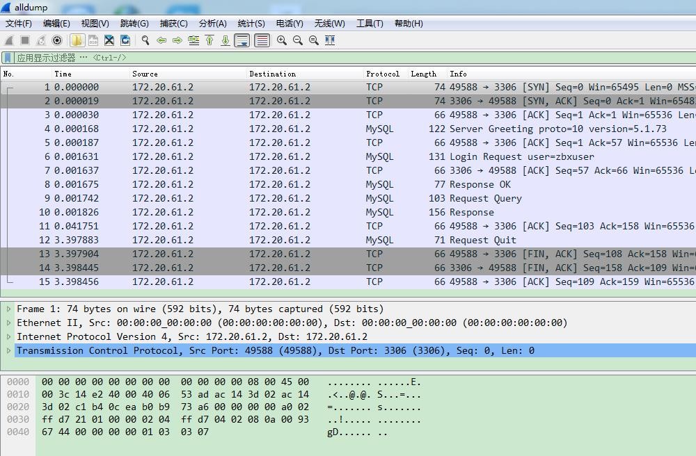 tcpdump抓取oracle报文以及使用Wireshark分析