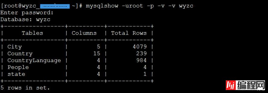 mysqlshow命令的用法介绍