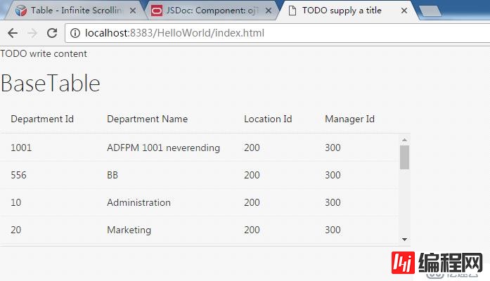 ORACLE JET Basic Table Infinite Scrolling