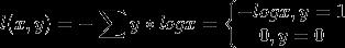 l(x,y)=-\sum y*logx=\left\{\begin{matrix} -logx , y=1& \\ 0,y=0& \end{matrix}\right.