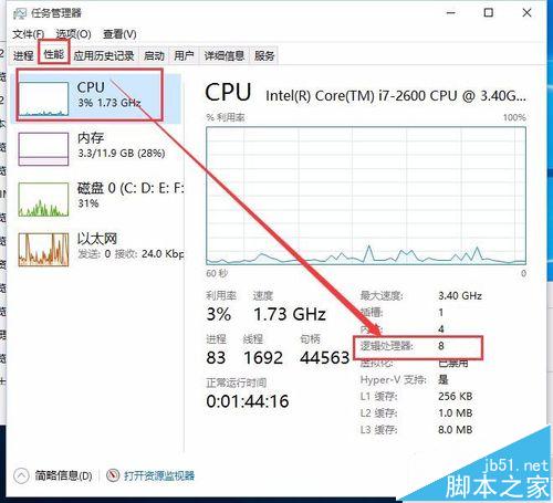 怎么查看win10系统的电脑是几核的?