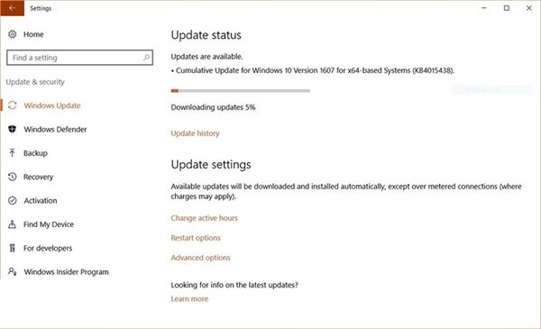 Win10一周年更新正式版14393.969更新补丁KB4015438今日推送