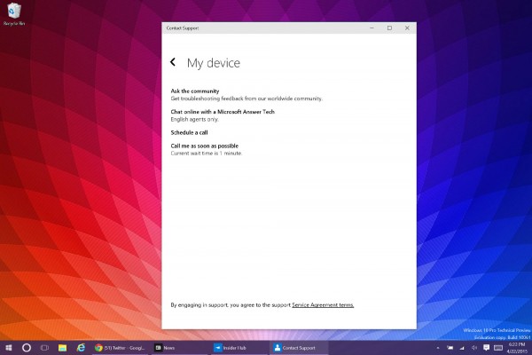 Win10 10061预览版新增Contact Support服务 修复PC问题