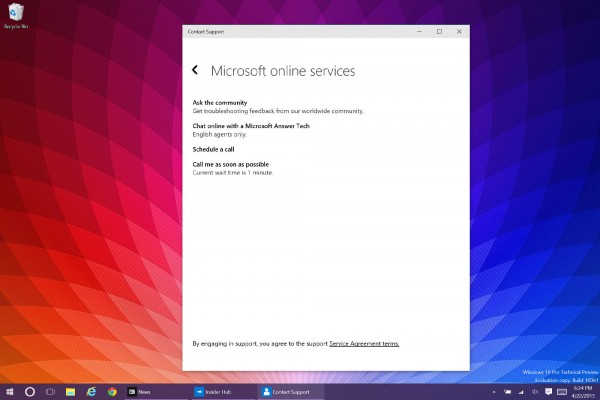 Win10 10061预览版新增Contact Support服务 修复PC问题