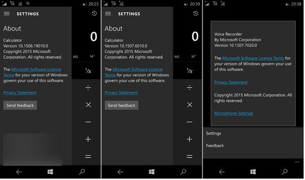 Win10 Mobile预览版10149:相机、Windows语音录音机、计算器更新